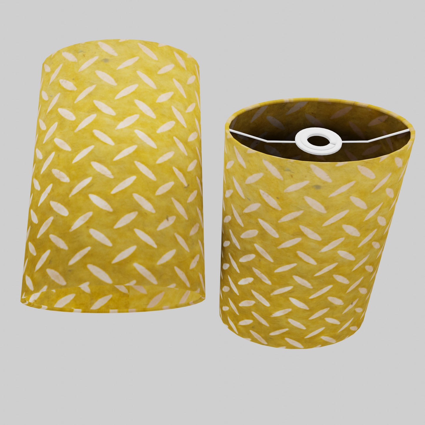 Oval Lamp Shade - P89 ~ Batik Tread Plate Yellow, 20cm(w) x 30cm(h) x 13cm(d)