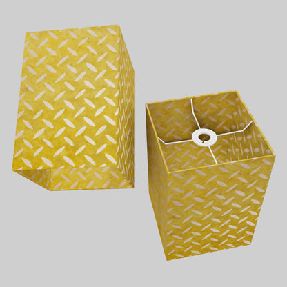 Square Lamp Shade - P89 ~ Batik Tread Plate Yellow, 20cm(w) x 30cm(h) x 20cm(d)