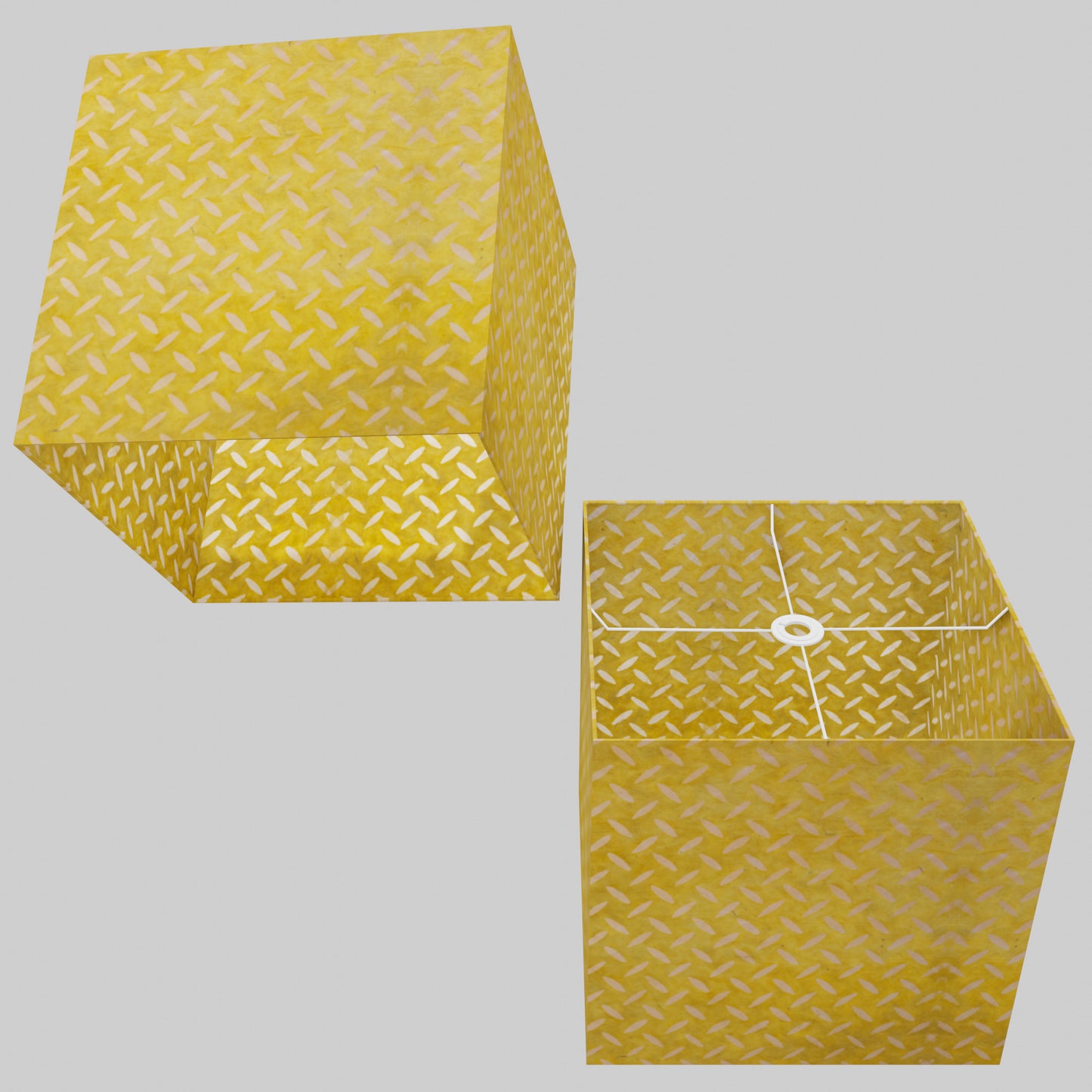 Square Lamp Shade - P89 ~ Batik Tread Plate Yellow, 40cm(w) x 40cm(h) x 40cm(d)