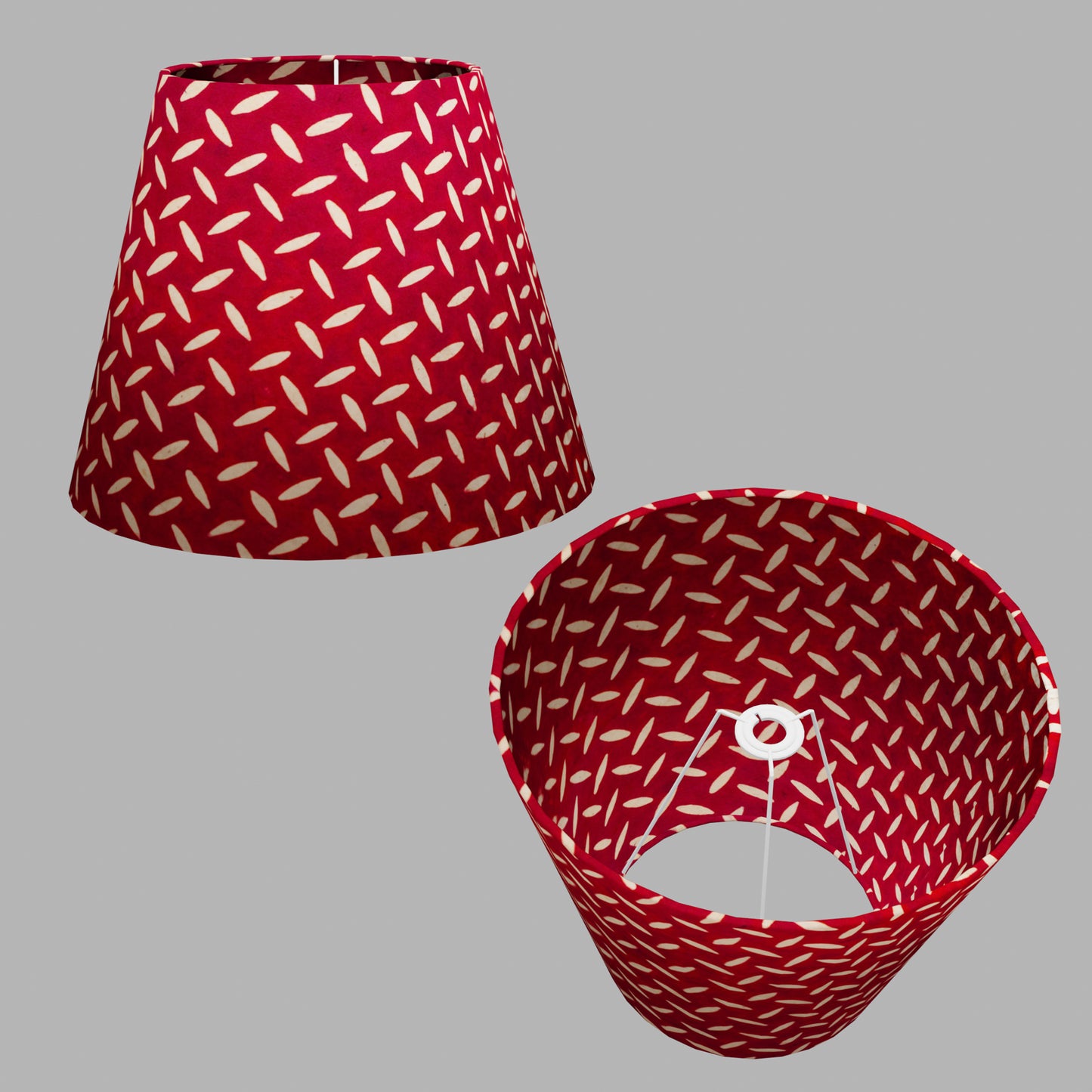 Conical Lamp Shade P90 ~ Batik Tread Plate Red, 23cm(top) x 40cm(bottom) x 31cm(height)
