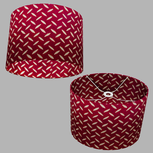 Oval Lamp Shade - P90 ~ Batik Tread Plate Red, 40cm(w) x 30cm(h) x 30cm(d)