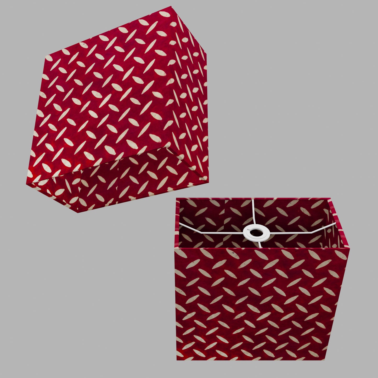 Rectangle Lamp Shade - P90 ~ Batik Tread Plate Red, 30cm(w) x 30cm(h) x 15cm(d)