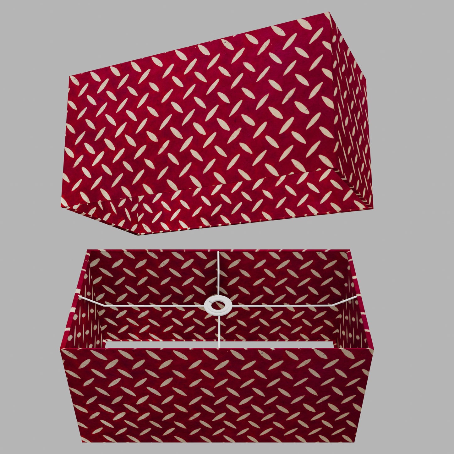 Rectangle Lamp Shade - P90 ~ Batik Tread Plate Red, 50cm(w) x 25cm(h) x 25cm(d)