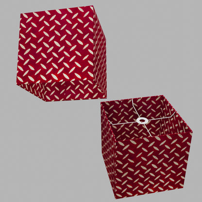 Square Lamp Shade - P90 ~ Batik Tread Plate Red, 30cm(w) x 30cm(h) x 30cm(d)