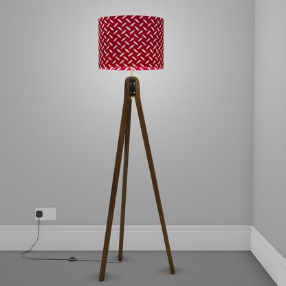 Sapele Tripod Floor Lamp - P90 ~ Batik Tread Plate Red