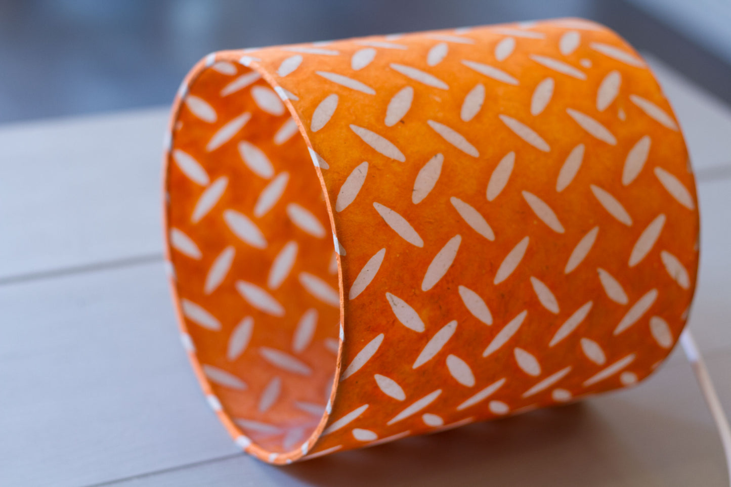 Square Lamp Shade - P91 - Batik Tread Plate Orange, 20cm(w) x 20cm(h) x 20cm(d)