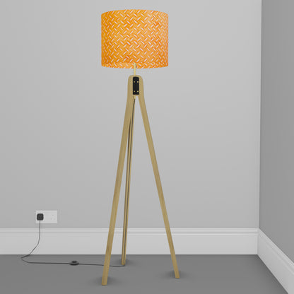 Oak Tripod Floor Lamp - P91 - Batik Tread Plate Orange