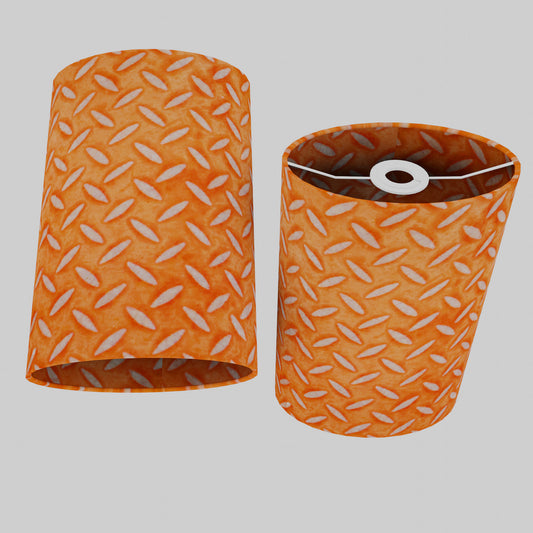 Oval Lamp Shade - P91 - Batik Tread Plate Orange, 20cm(w) x 30cm(h) x 13cm(d)