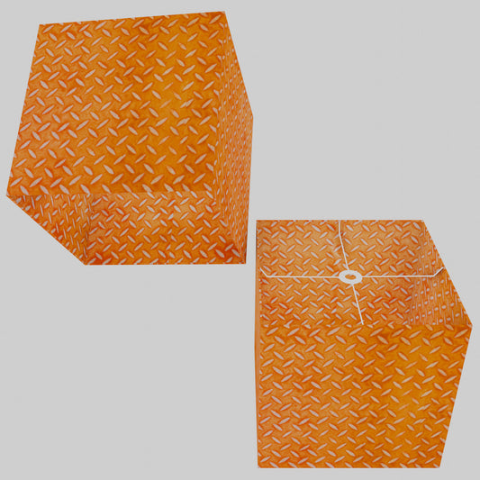 Square Lamp Shade - P91 - Batik Tread Plate Orange, 40cm(w) x 40cm(h) x 40cm(d)