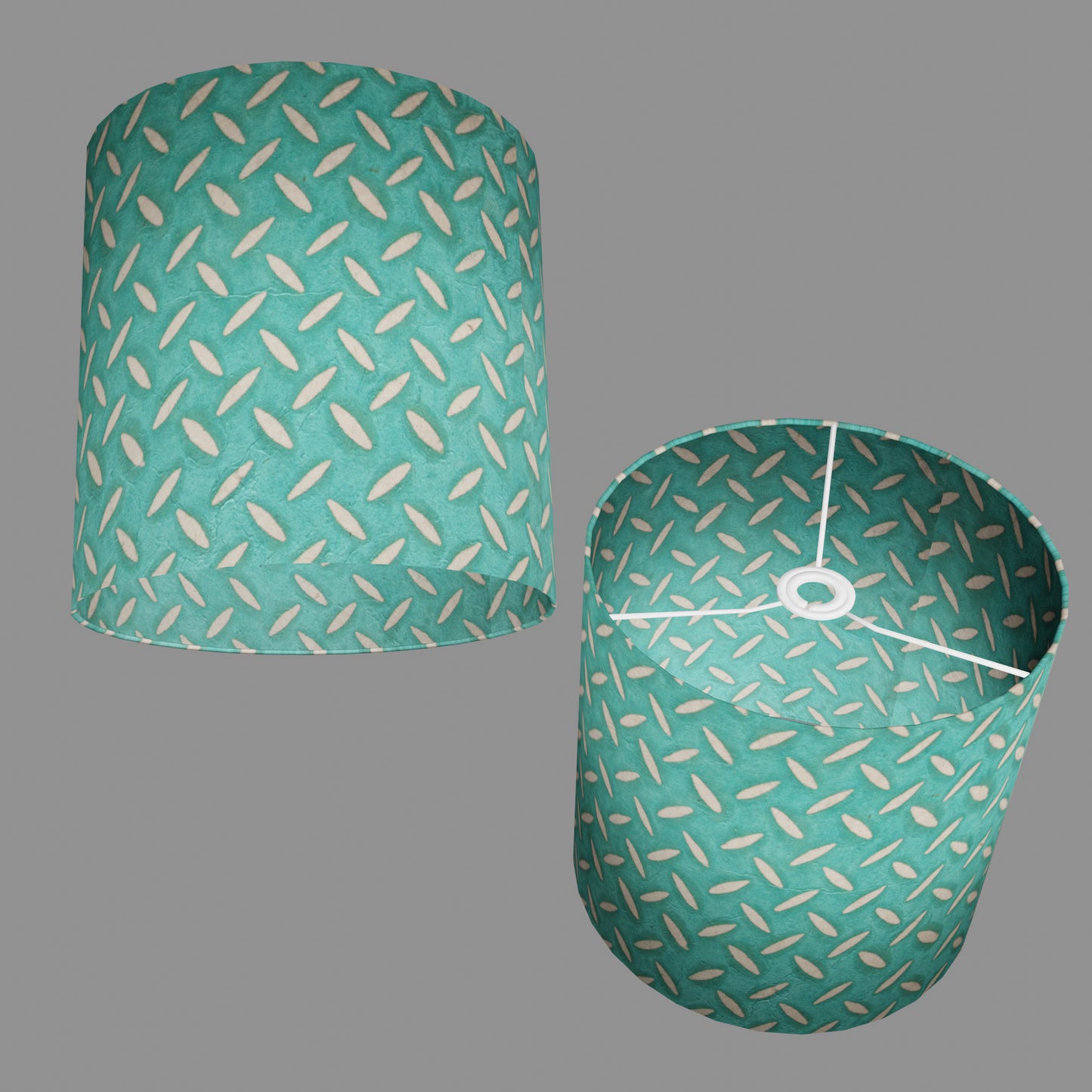 Drum Lamp Shade - P15 - Batik Tread Plate Mint Green, 30cm(d) x 30cm(h)