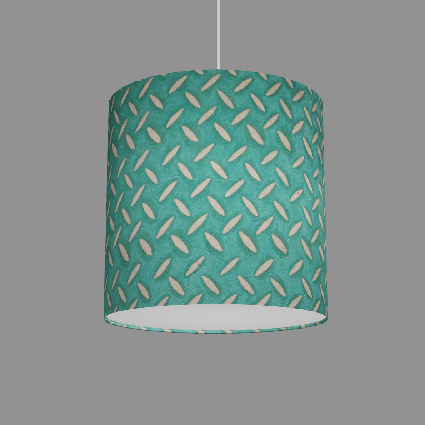 Drum Lamp Shade - P15 - Batik Tread Plate Mint Green, 30cm(d) x 30cm(h)