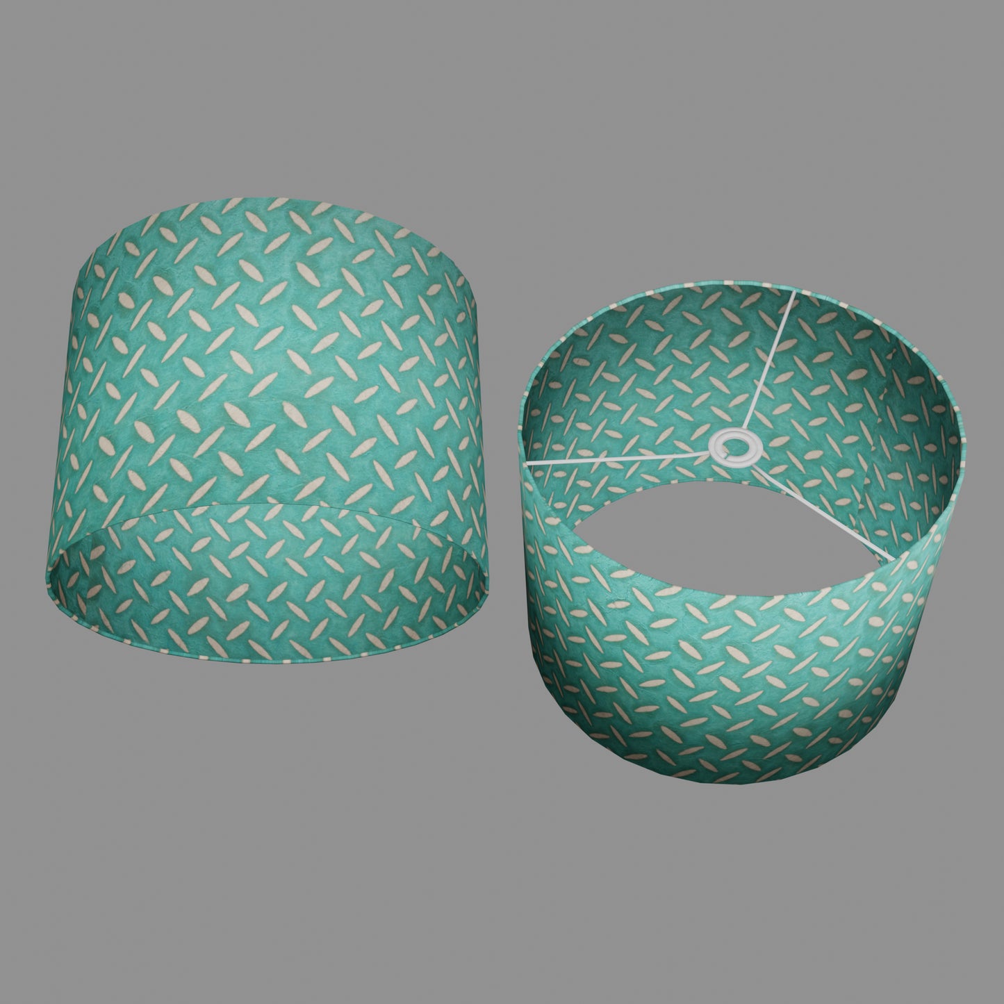 Drum Lamp Shade - P15 - Batik Tread Plate Mint Green, 40cm(d) x 30cm(h)