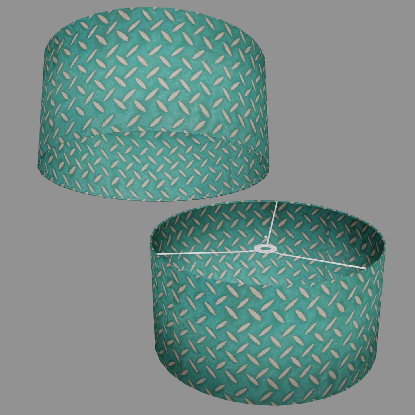 Drum Lamp Shade - P15 - Batik Tread Plate Mint Green, 50cm(d) x 25cm(h)