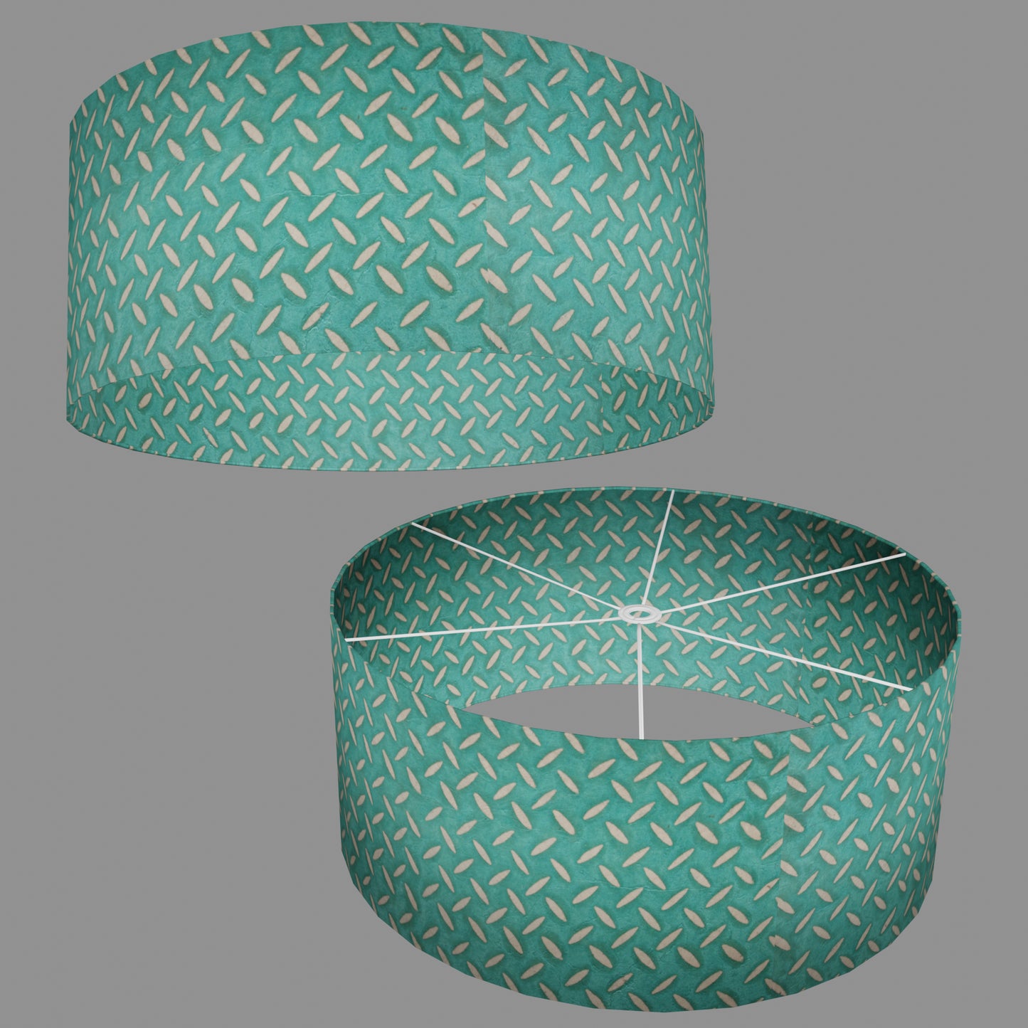 Drum Lamp Shade - P15 - Batik Tread Plate Mint Green, 70cm(d) x 30cm(h)