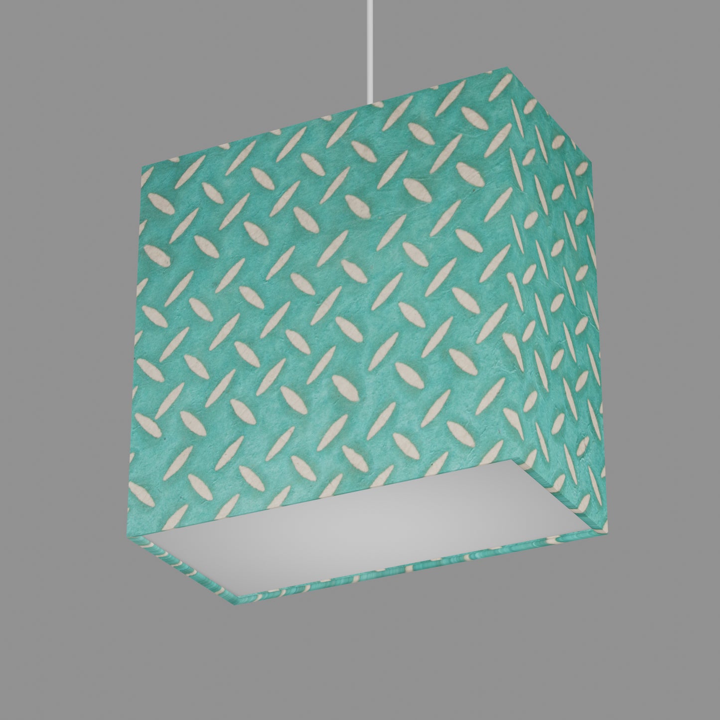 Rectangle Lamp Shade - P15 - Batik Tread Plate Mint Green, 30cm(w) x 30cm(h) x 15cm(d)