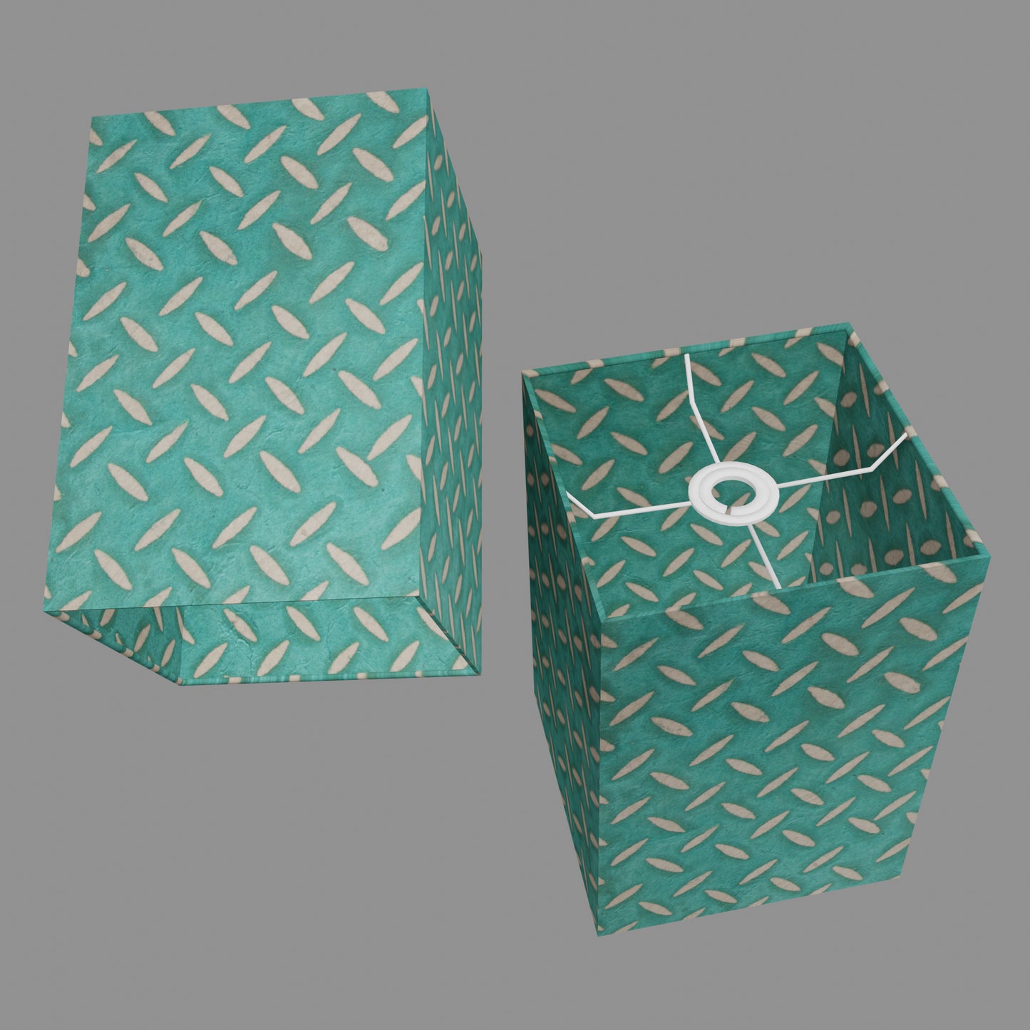 Square Lamp Shade - P15 - Batik Tread Plate Mint Green, 20cm(w) x 30cm(h) x 20cm(d)