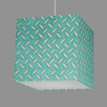 Square Lamp Shade - P15 - Batik Tread Plate Mint Green, 30cm(w) x 30cm(h) x 30cm(d)