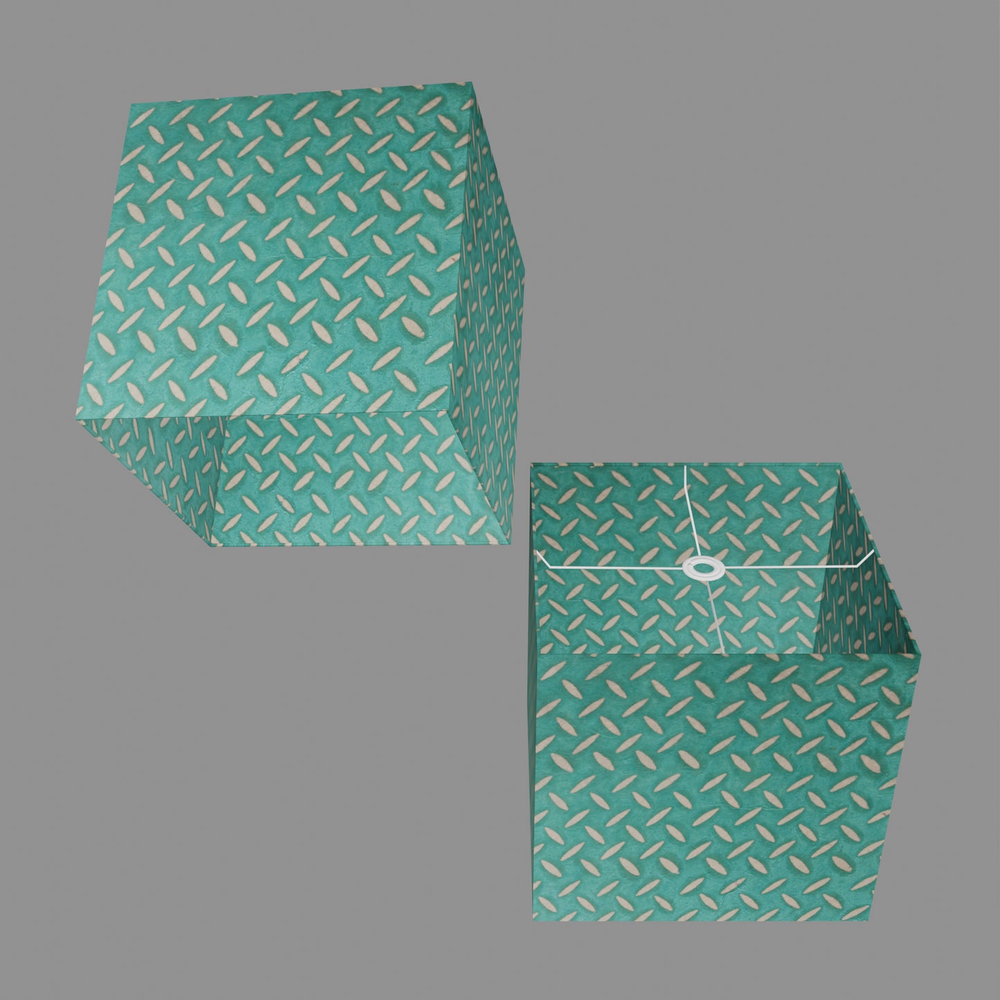 Square Lamp Shade - P15 - Batik Tread Plate Mint Green, 40cm(w) x 40cm(h) x 40cm(d)