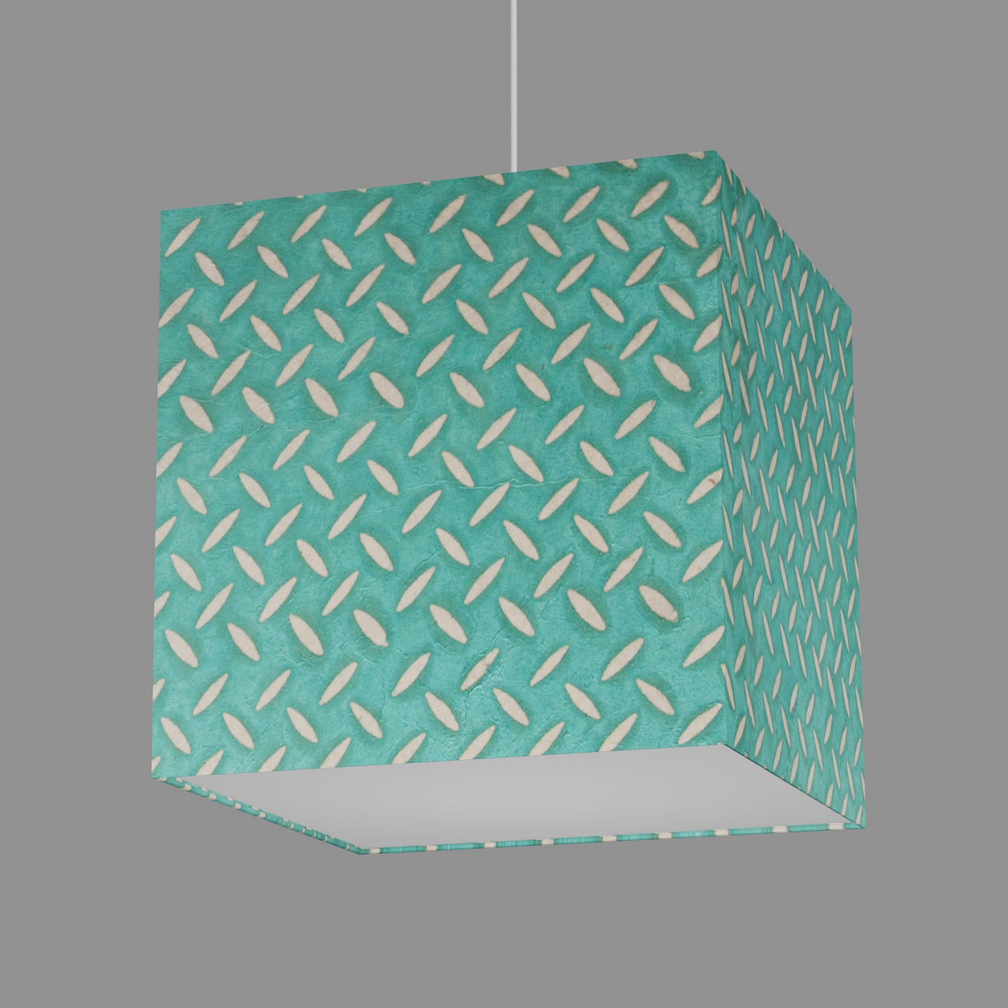 Square Lamp Shade - P15 - Batik Tread Plate Mint Green, 40cm(w) x 40cm(h) x 40cm(d)