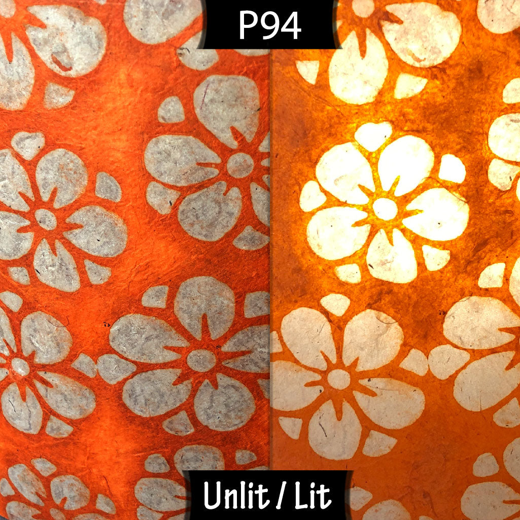 Oval Lamp Shade - P94 - Batik Star Flower on Orange, 40cm(w) x 30cm(h) x 30cm(d)
