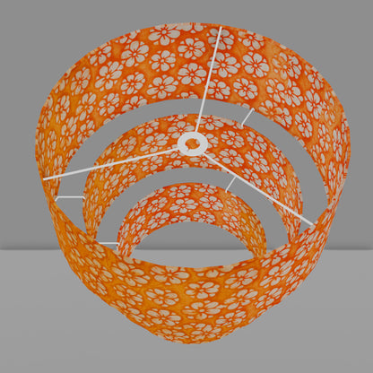 3 Tier Lamp Shade - P94 - Batik Star Flower on Orange, 50cm x 20cm, 40cm x 17.5cm & 30cm x 15cm