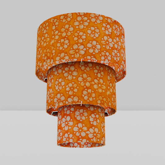 3 Tier Lamp Shade - P94 - Batik Star Flower on Orange, 40cm x 20cm, 30cm x 17.5cm & 20cm x 15cm