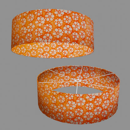 Drum Lamp Shade - P94 - Batik Star Flower on Orange, 60cm(d) x 20cm(h)