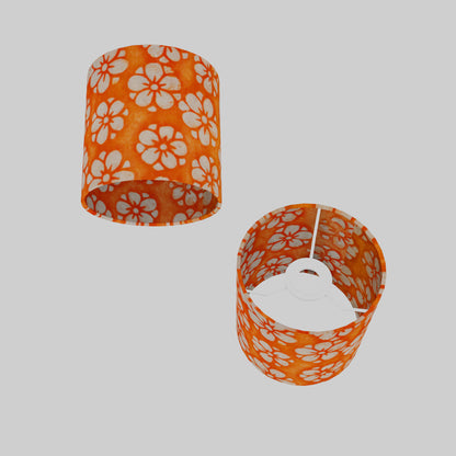 Drum Lamp Shade - P94 ~ Batik Star Flower on Orange, 15cm(diameter)