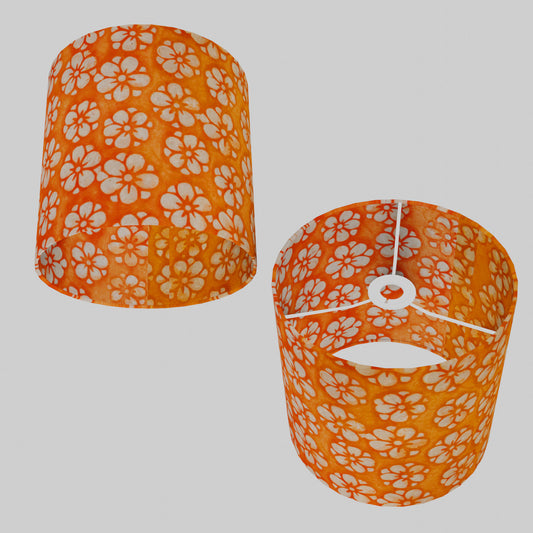 Drum Lamp Shade - P94 - Batik Star Flower on Orange, 25cm x 25cm