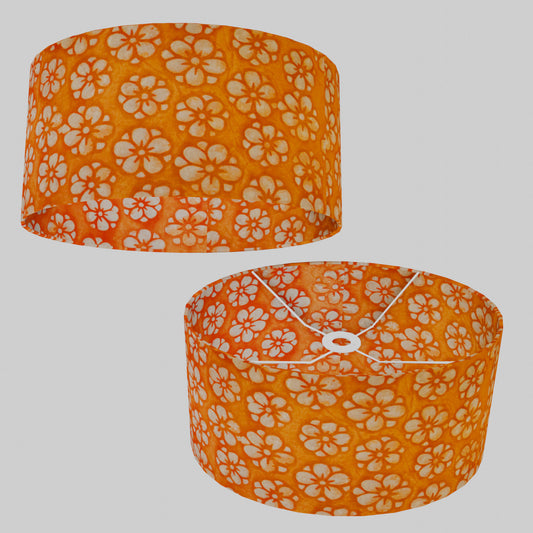 Oval Lamp Shade - P94 - Batik Star Flower on Orange, 40cm(w) x 20cm(h) x 30cm(d)