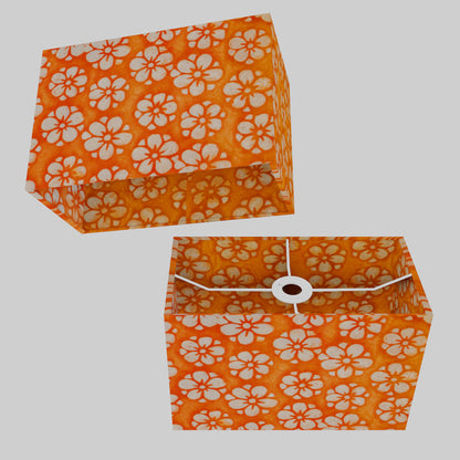 Rectangle Lamp Shade - P94 - Batik Star Flower on Orange, 30cm(w) x 20cm(h) x 15cm(d)