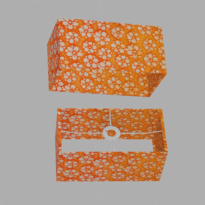 Rectangle Lamp Shade - P94 - Batik Star Flower on Orange, 40cm(w) x 20cm(h) x 20cm(d)