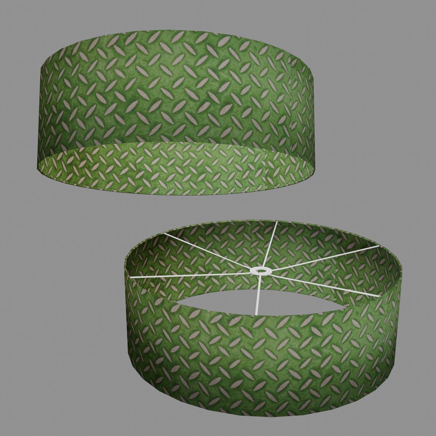 Drum Lamp Shade - P96 - Batik Tread Plate Green, 60cm(d) x 20cm(h)