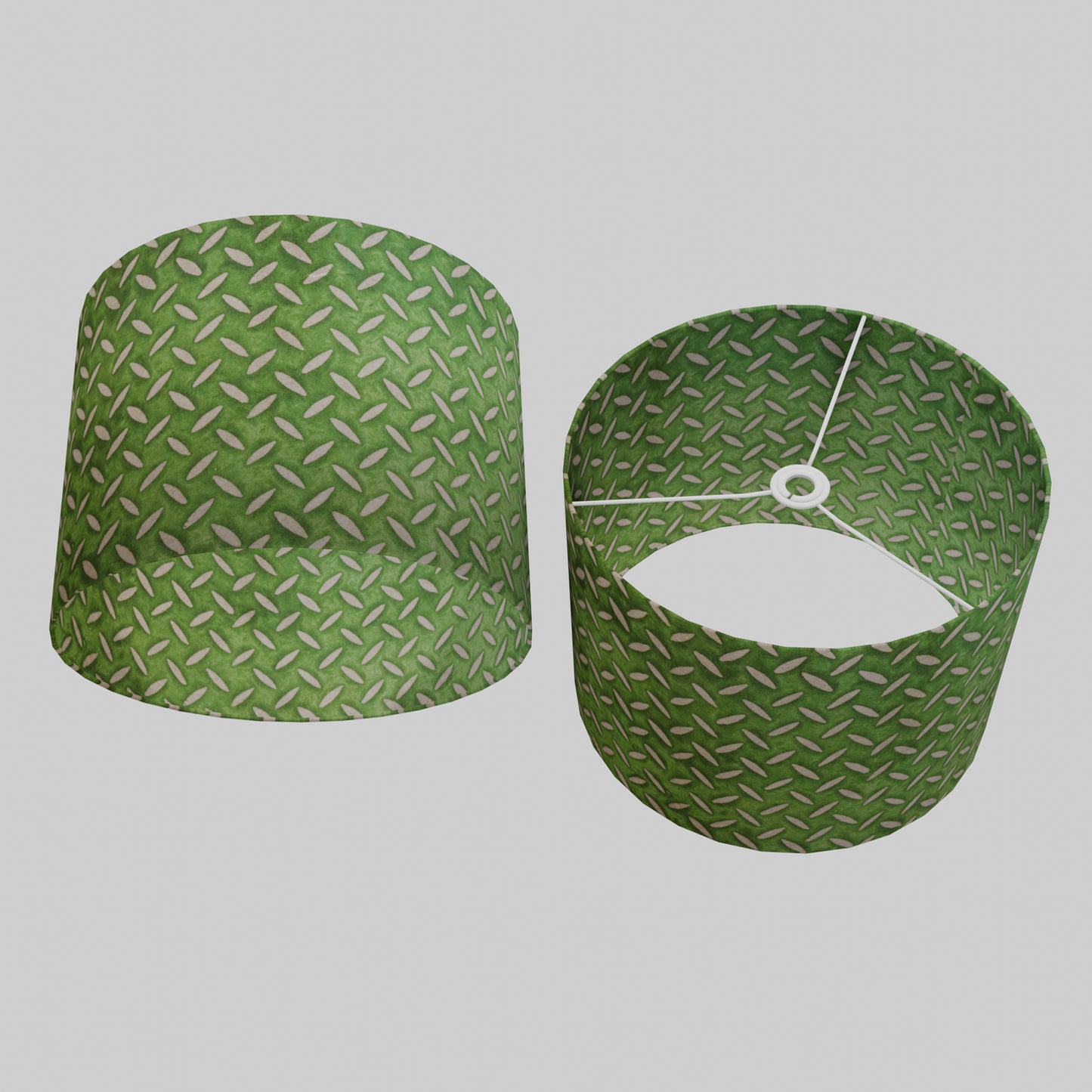 Drum Lamp Shade - P96 - Batik Tread Plate Green, 40cm(d) x 30cm(h)