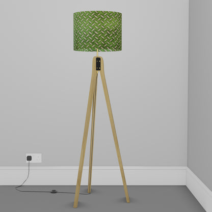 Oak Tripod Floor Lamp  - P96 - Batik Tread Plate Green