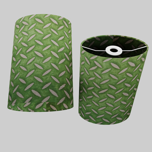 Oval Lamp Shade - P96 - Batik Tread Plate Green, 20cm(w) x 30cm(h) x 13cm(d)