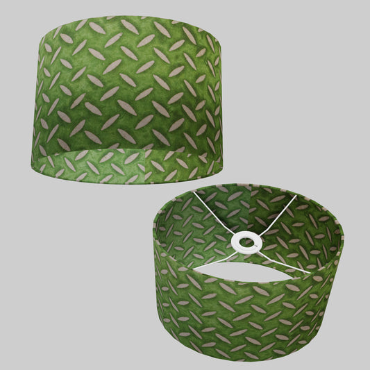 Oval Lamp Shade - P96 - Batik Tread Plate Green, 30cm(w) x 20cm(h) x 22cm(d)