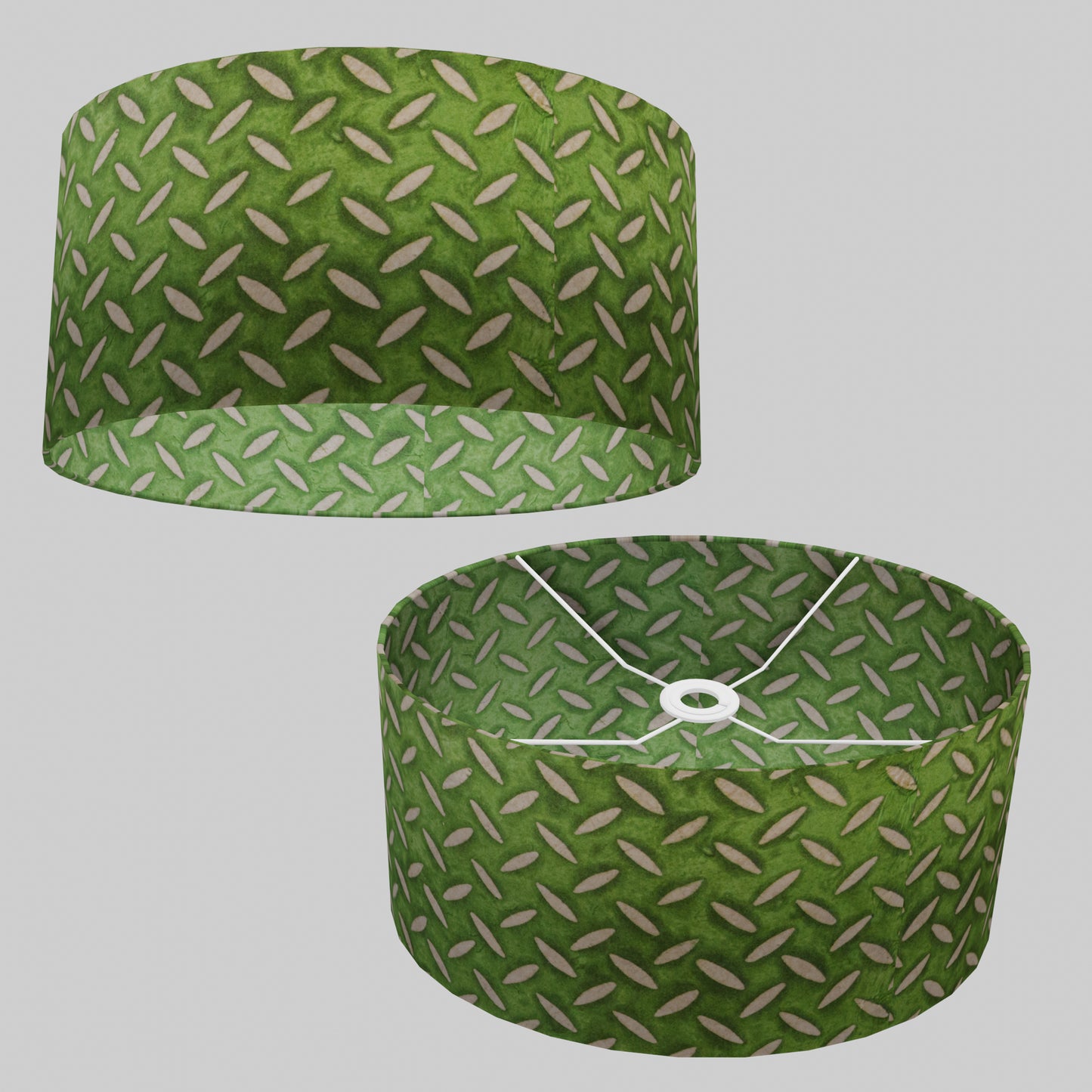 Oval Lamp Shade - P96 - Batik Tread Plate Green, 40cm(w) x 20cm(h) x 30cm(d)