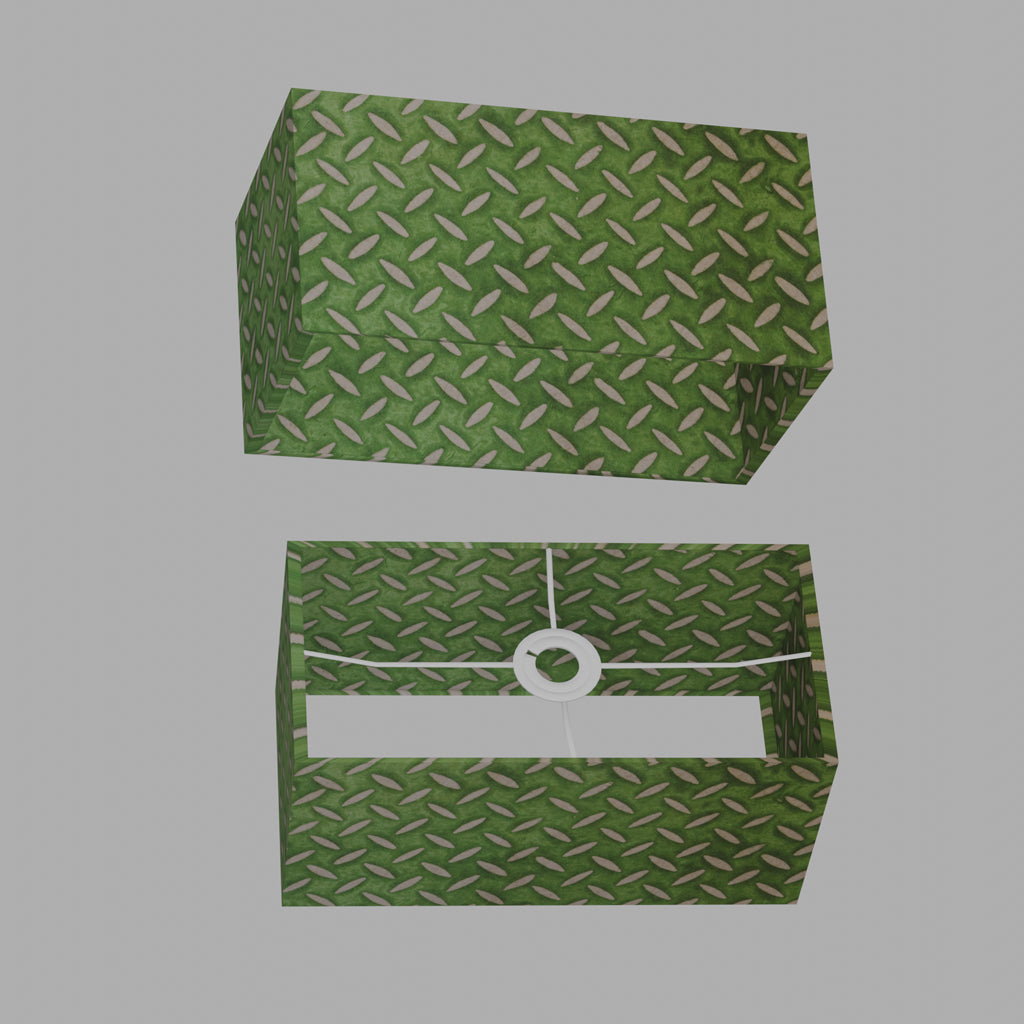 Rectangle Lamp Shade - P96 - Batik Tread Plate Green, 40cm(w) x 20cm(h) x 20cm(d)