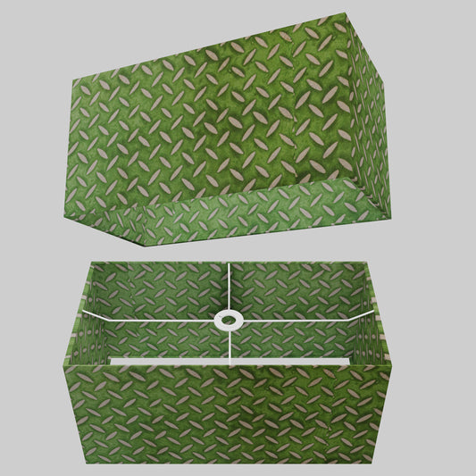 Rectangle Lamp Shade - P96 - Batik Tread Plate Green, 50cm(w) x 25cm(h) x 25cm(d)