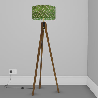 Sapele Tripod Floor Lamp - P96 - Batik Tread Plate Green