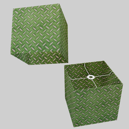 Square Lamp Shade - P96 - Batik Tread Plate Green, 30cm(w) x 30cm(h) x 30cm(d)
