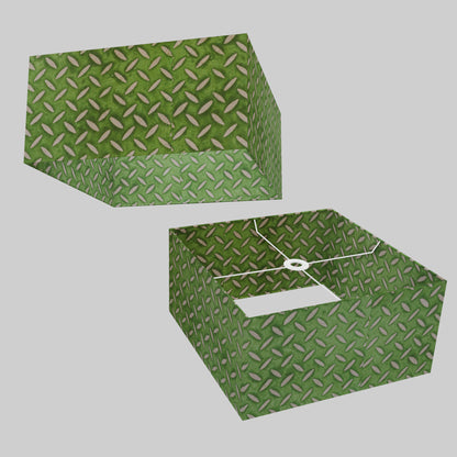 Square Lamp Shade - P96 - Batik Tread Plate Green, 40cm(w) x 20cm(h) x 40cm(d)