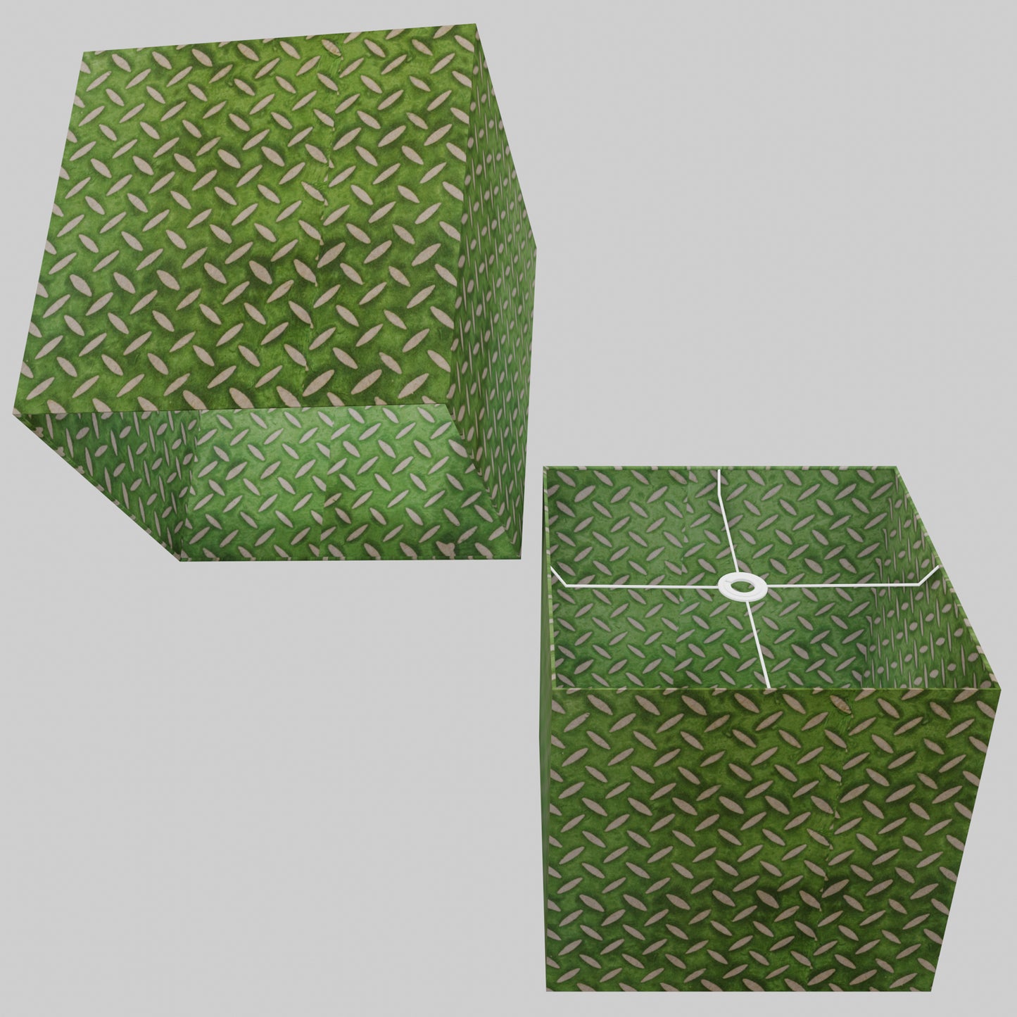 Square Lamp Shade - P96 - Batik Tread Plate Green, 40cm(w) x 40cm(h) x 40cm(d)