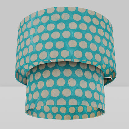 2 Tier Lamp Shade - P97 - Batik Dots on Cyan, 40cm x 20cm & 30cm x 15cm