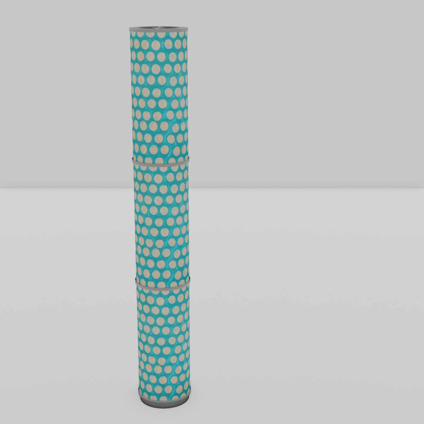 3 Panel Floor Lamp - P97 - Batik Dots on Cyan, 20cm(d) x 1.4m(h)