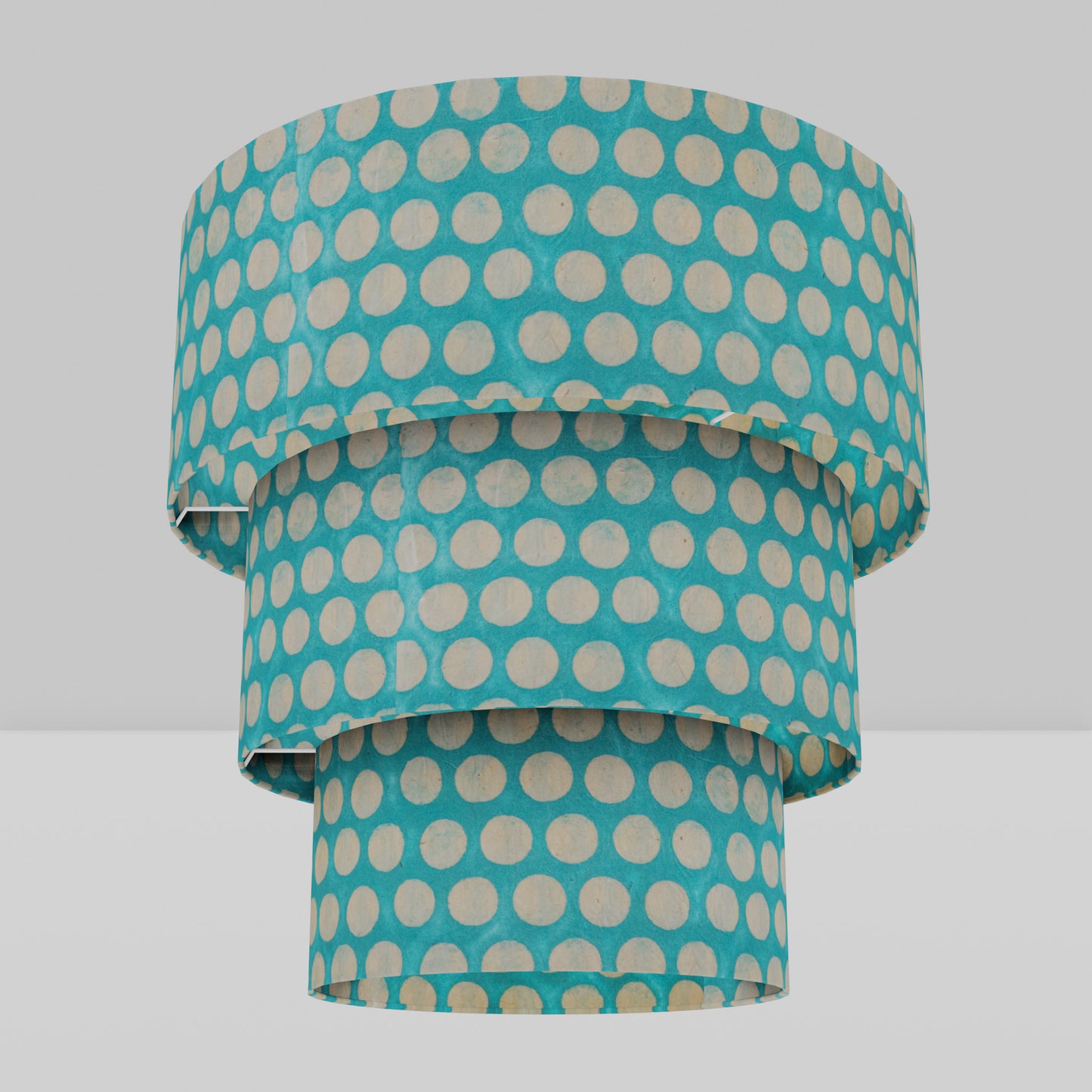 3 Tier Lamp Shade - P97 - Batik Dots on Cyan, 50cm x 20cm, 40cm x 17.5cm & 30cm x 15cm
