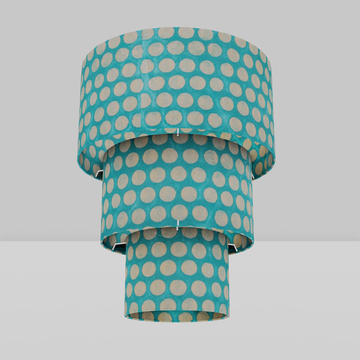 3 Tier Lamp Shade - P97 - Batik Dots on Cyan, 40cm x 20cm, 30cm x 17.5cm & 20cm x 15cm