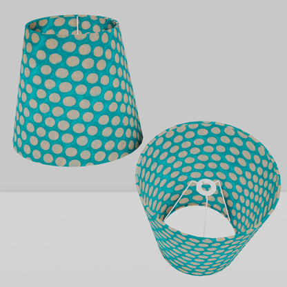 Conical Lamp Shade P97 - Batik Dots on Cyan, 23cm(top) x 35cm(bottom) x 31cm(height)