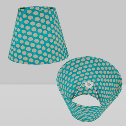 Conical Lamp Shade P97 - Batik Dots on Cyan, 23cm(top) x 40cm(bottom) x 31cm(height)